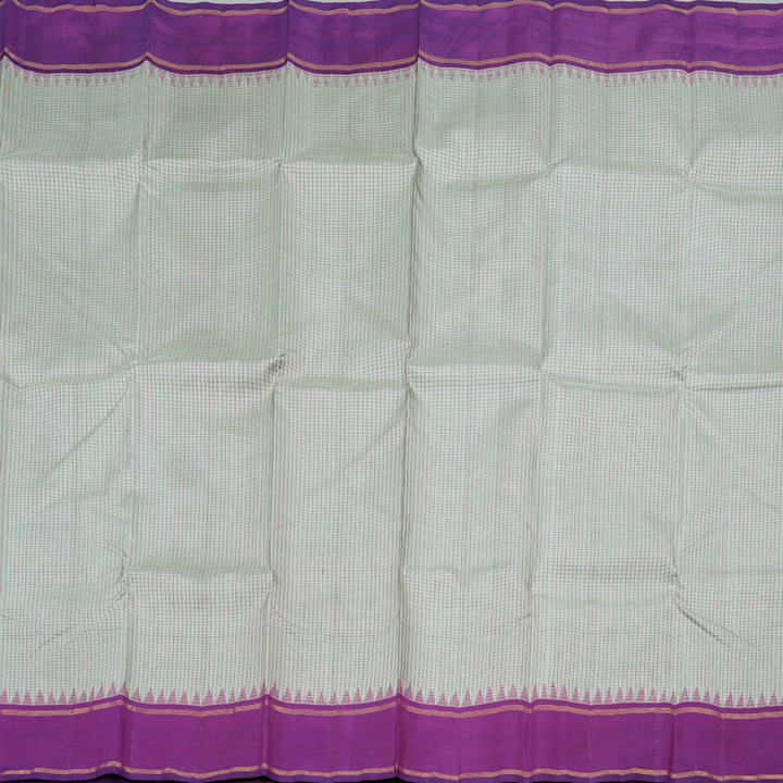 Hayagrivas Silver Grey Handloom Kanjivaram Silk Saree with Purple Border KBD1853B7-1