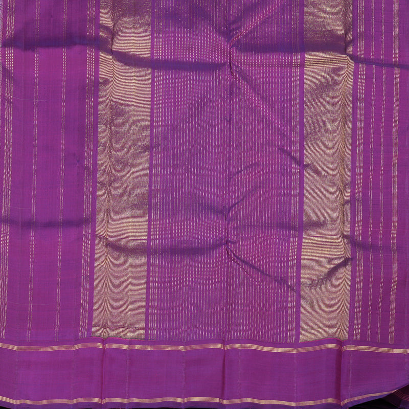 Hayagrivas Silver Grey Handloom Kanjivaram Silk Saree with Purple Border KBD1853B7-1