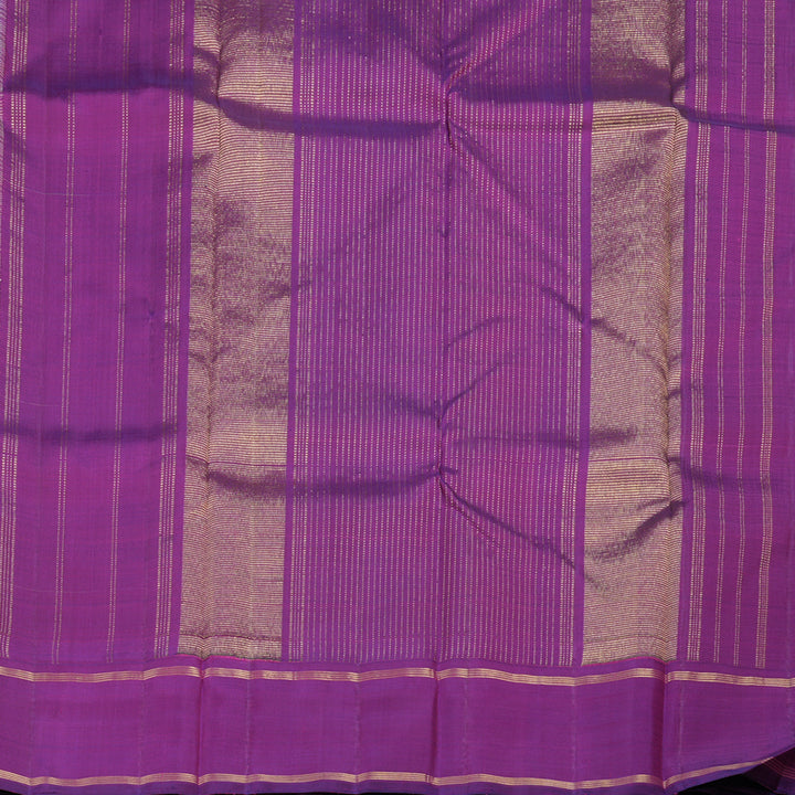 Hayagrivas Silver Grey Handloom Kanjivaram Silk Saree with Purple Border KBD1853B7-1