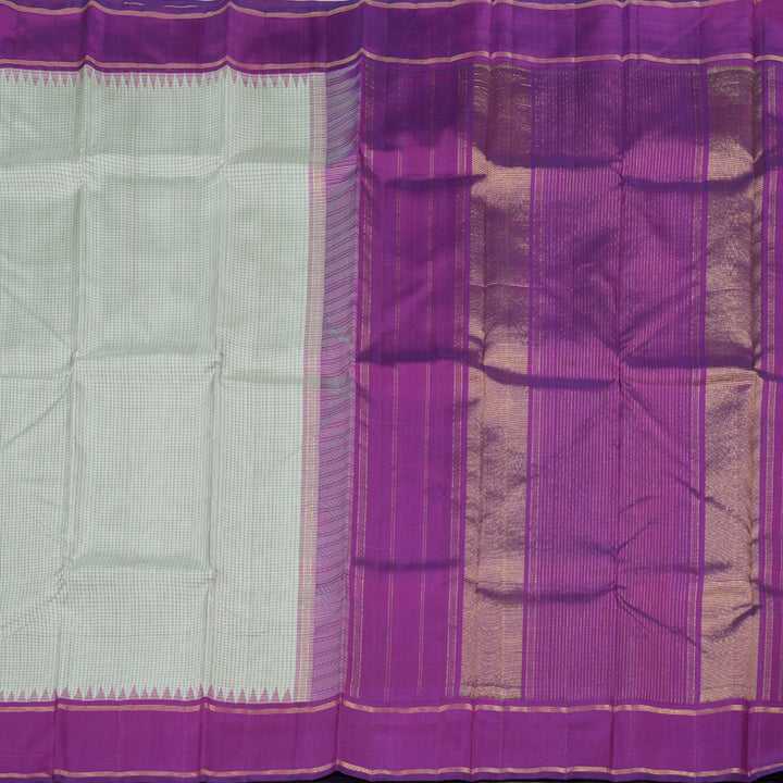 Hayagrivas Silver Grey Handloom Kanjivaram Silk Saree with Purple Border KBD1853B7-1