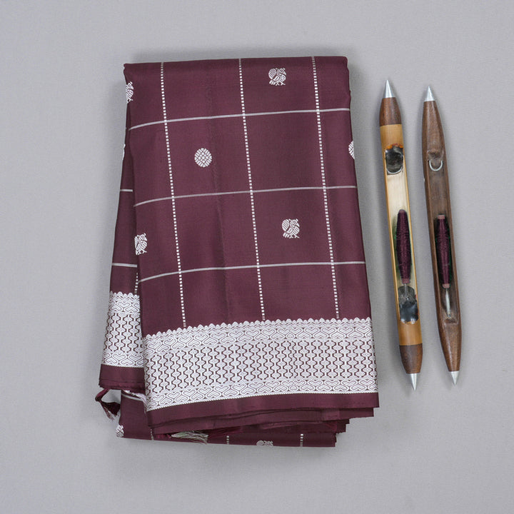 Hayagrivas Dark Brown Handloom Kanjivaram Silk Saree KBD1856B2-1