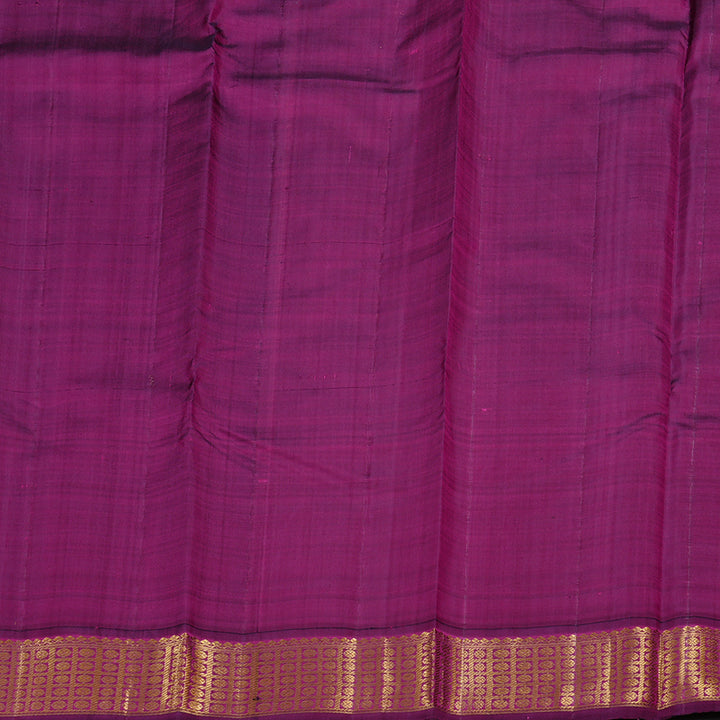 Hayagrivas Fluorescent Green Handloom Kanjivaram Silk Saree with Dark Purple Border KBD1857B1-1