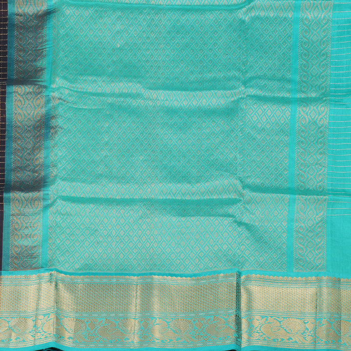 Hayagrivas Handloom Silk Cotton Saree in Classic Dark Brown KBD1859B10-1