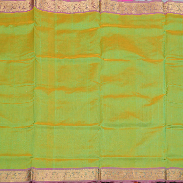 Hayagrivas Handloom Silk Cotton Saree in Elegant Lime Green with Stunning Pink Contrast, KBD1859B2-20