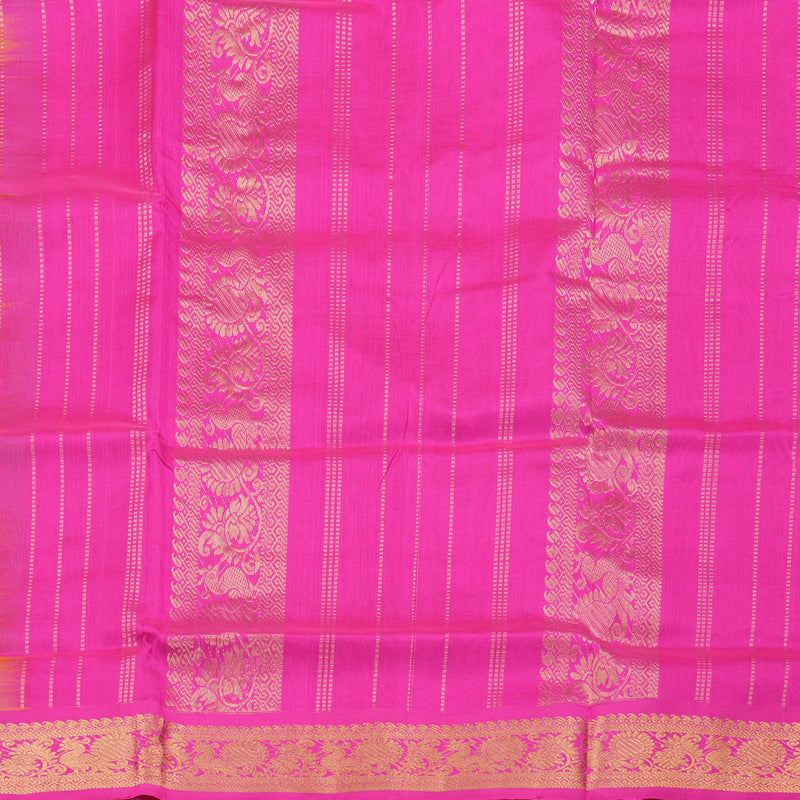 Hayagrivas Handloom Silk Cotton Saree in Elegant Lime Green with Stunning Pink Contrast, KBD1859B2-20