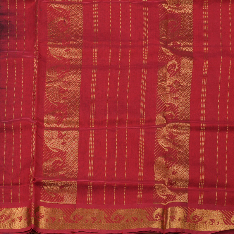 Hayagrivas Handloom Silk cotton saree in Mehandi green with maroon KBD1859B2-9