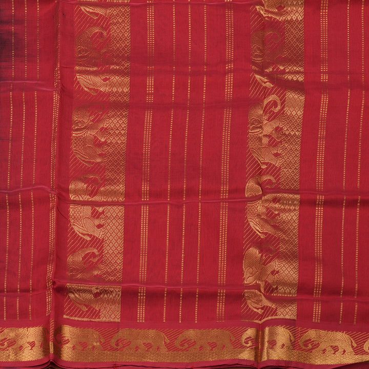 Hayagrivas Handloom Silk cotton saree in Mehandi green with maroon KBD1859B2-9