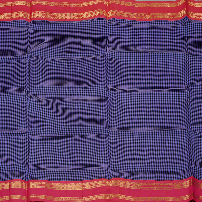 Hayagrivas Handloom Silk Cotton Saree in Sophisticated Lavender with Black Muted Checks KBD1860B8-1