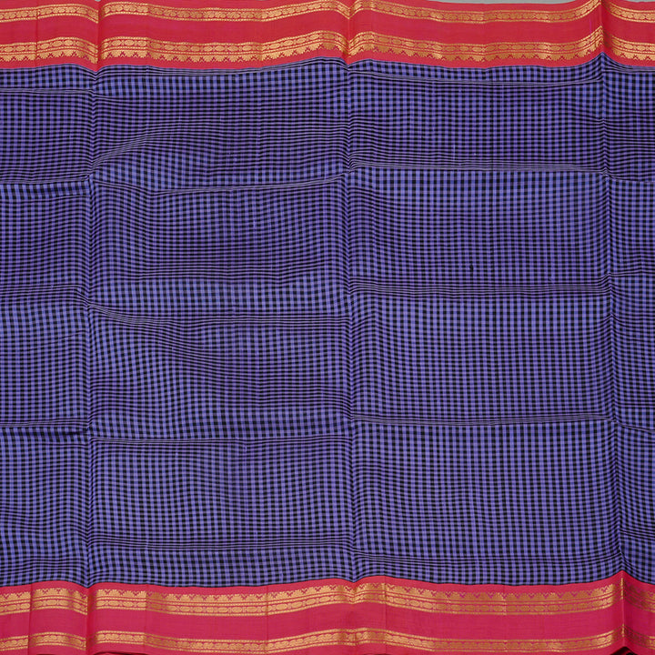 Hayagrivas Handloom Silk Cotton Saree in Sophisticated Lavender with Black Muted Checks KBD1860B8-1