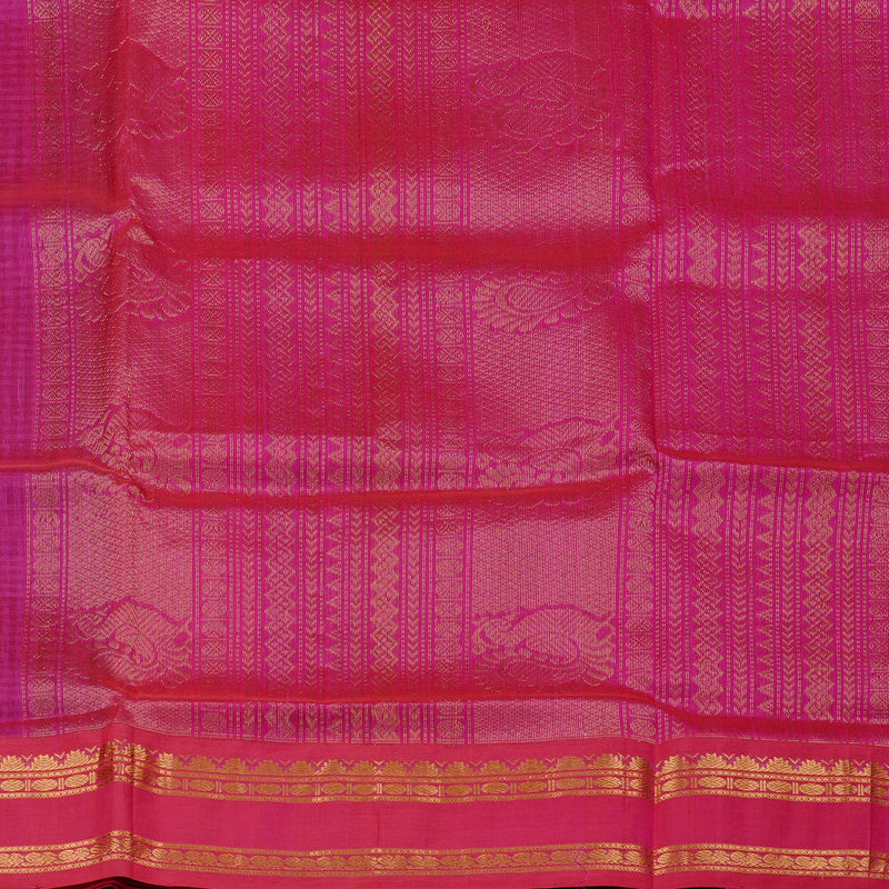 Hayagrivas Handloom Silk Cotton Saree in Sophisticated Lavender with Black Muted Checks KBD1860B8-1