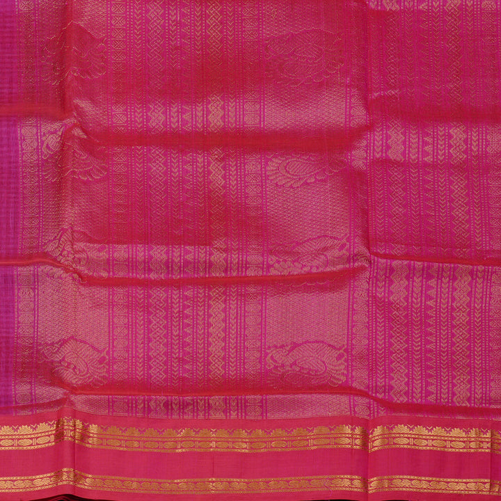 Hayagrivas Handloom Silk Cotton Saree in Sophisticated Lavender with Black Muted Checks KBD1860B8-1