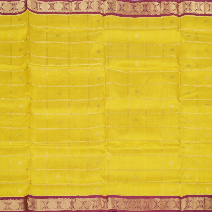 Hayagrivas Handloom Silk Cotton Saree in Mesmerizing Lemon Yellow Colour KBD1860B9-3