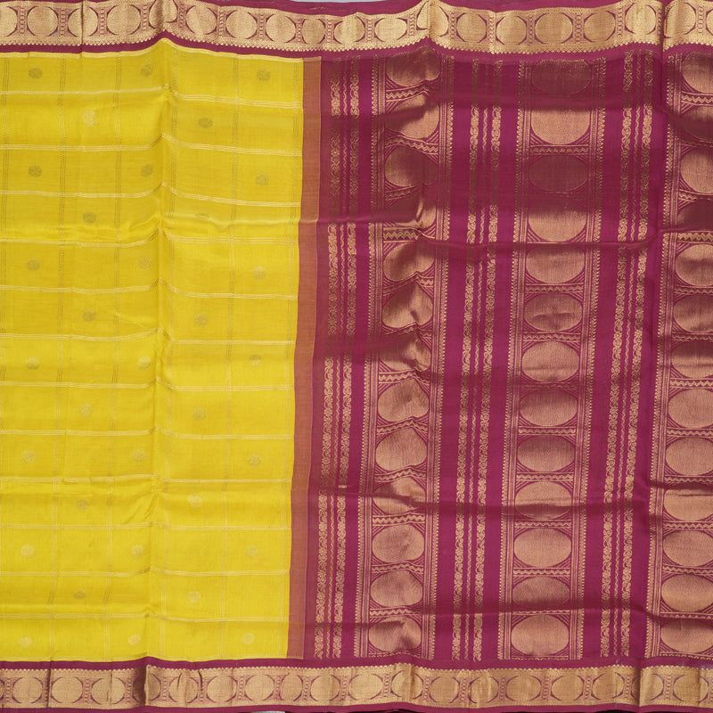 Hayagrivas Handloom Silk Cotton Saree in Mesmerizing Lemon Yellow Colour KBD1860B9-3