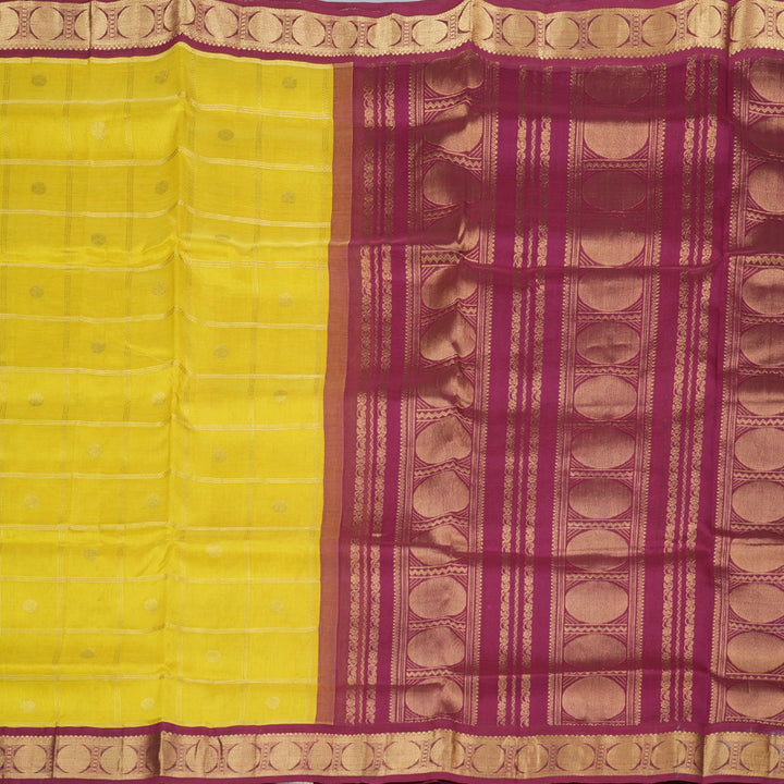 Hayagrivas Handloom Silk Cotton Saree in Mesmerizing Lemon Yellow Colour KBD1860B9-3