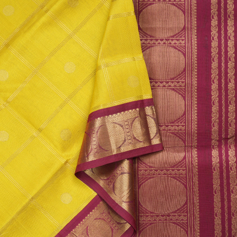 Hayagrivas Handloom Silk Cotton Saree in Mesmerizing Lemon Yellow Colour KBD1860B9-3