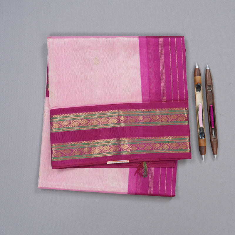 Hayagrivas Handloom Silk Cotton Saree in an Exquisite Baby Pink Colour KBD1861B10-2