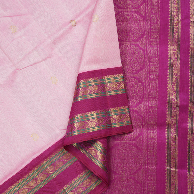 Hayagrivas Handloom Silk Cotton Saree in an Exquisite Baby Pink Colour KBD1861B10-2