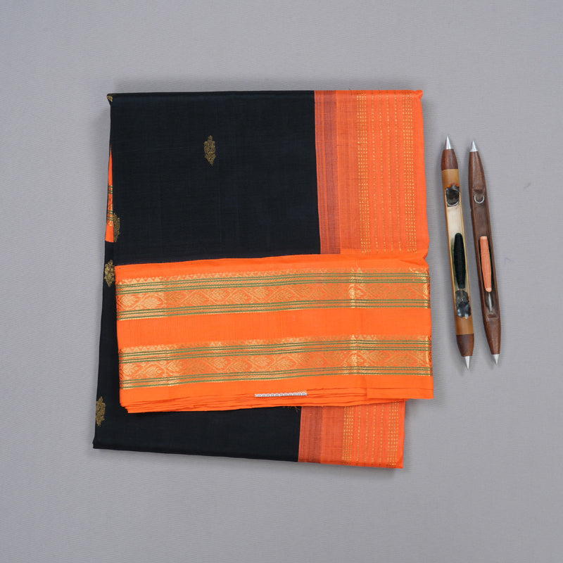 Hayagrivas Handloom Silk Cotton Saree in a Regal Black Colour KBD1861B10-3