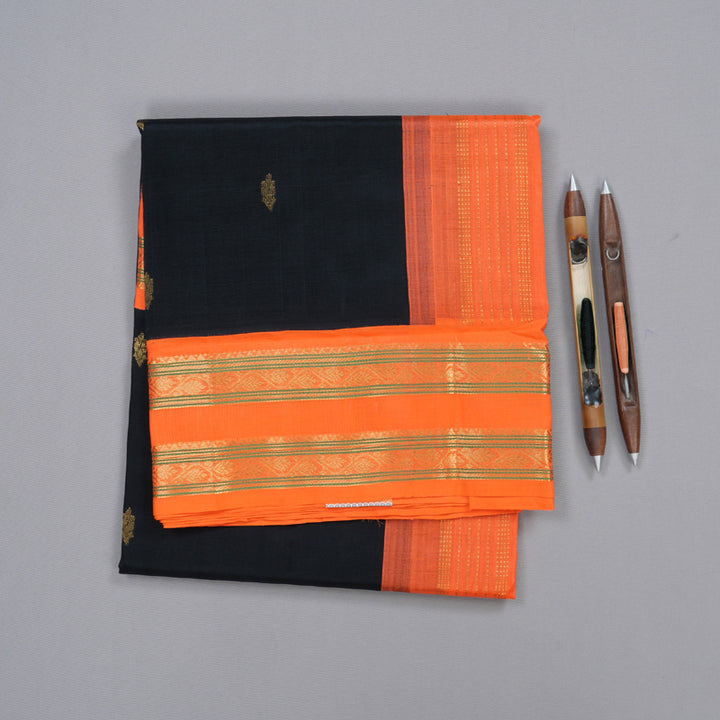 Hayagrivas Handloom Silk Cotton Saree in a Regal Black Colour KBD1861B10-3