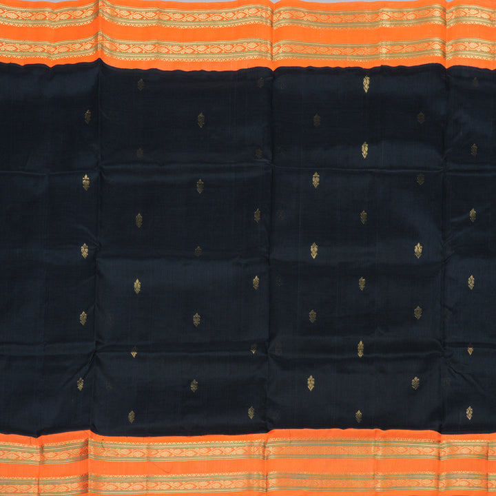 Hayagrivas Handloom Silk Cotton Saree in a Regal Black Colour KBD1861B10-3