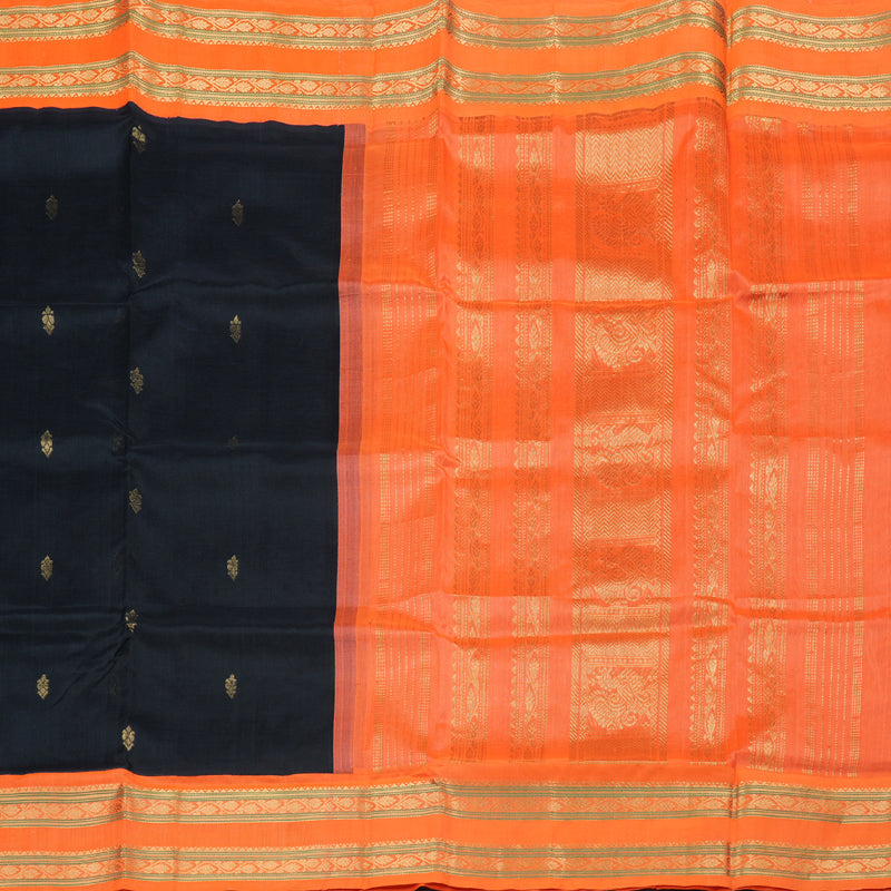 Hayagrivas Handloom Silk Cotton Saree in a Regal Black Colour KBD1861B10-3