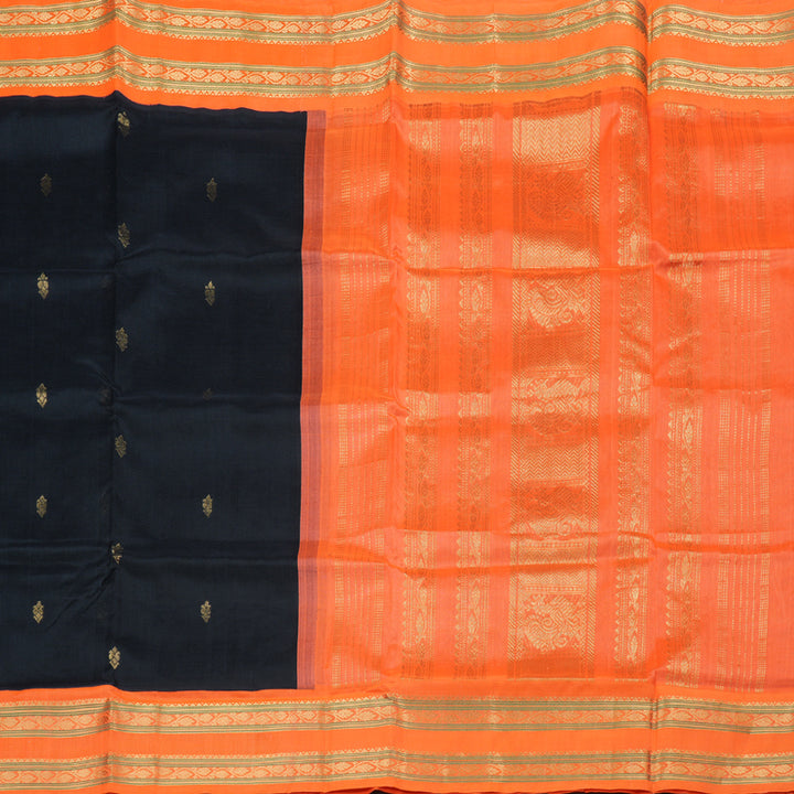 Hayagrivas Handloom Silk Cotton Saree in a Regal Black Colour KBD1861B10-3