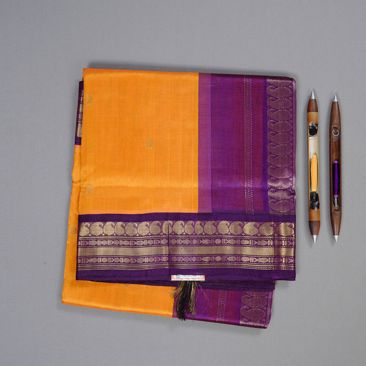 Hayagrivas Handloom Silk Cotton Saree in Cheerful Mango Yellow KBD1861B4-3