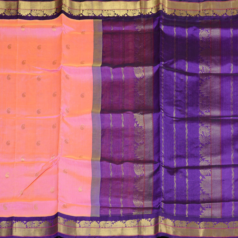 Hayagrivas Handloom Silk Cotton Saree in Delicate Dual Tone (Baby Pink with Yellow) KBD1861B4-5