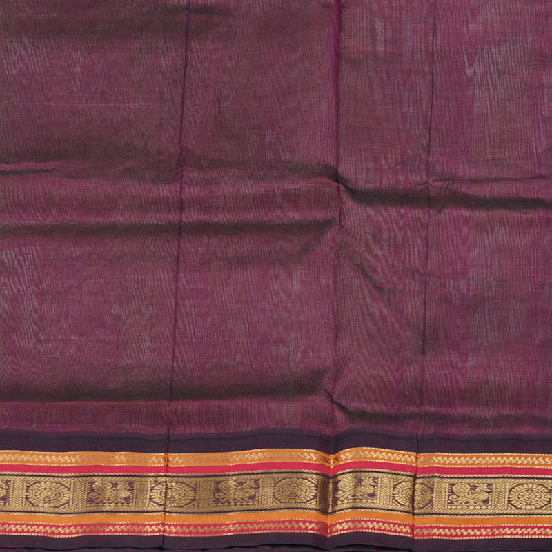 Hayagrivas Handloom Silk Cotton Saree in Opulent Sand Brown with Wine Maroon Contrast KBD1861B7-3