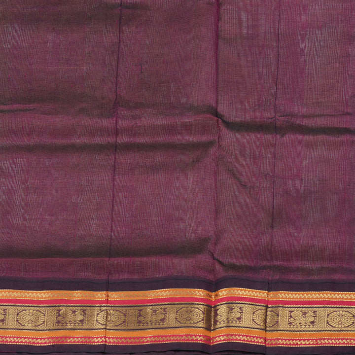 Hayagrivas Handloom Silk Cotton Saree in Opulent Sand Brown with Wine Maroon Contrast KBD1861B7-3