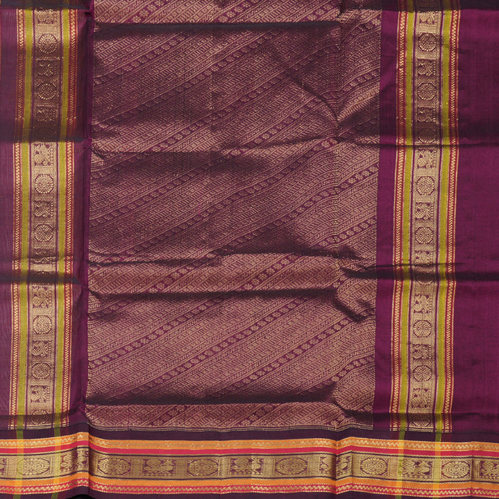 Hayagrivas Handloom Silk Cotton Saree in Opulent Sand Brown with Wine Maroon Contrast KBD1861B7-3