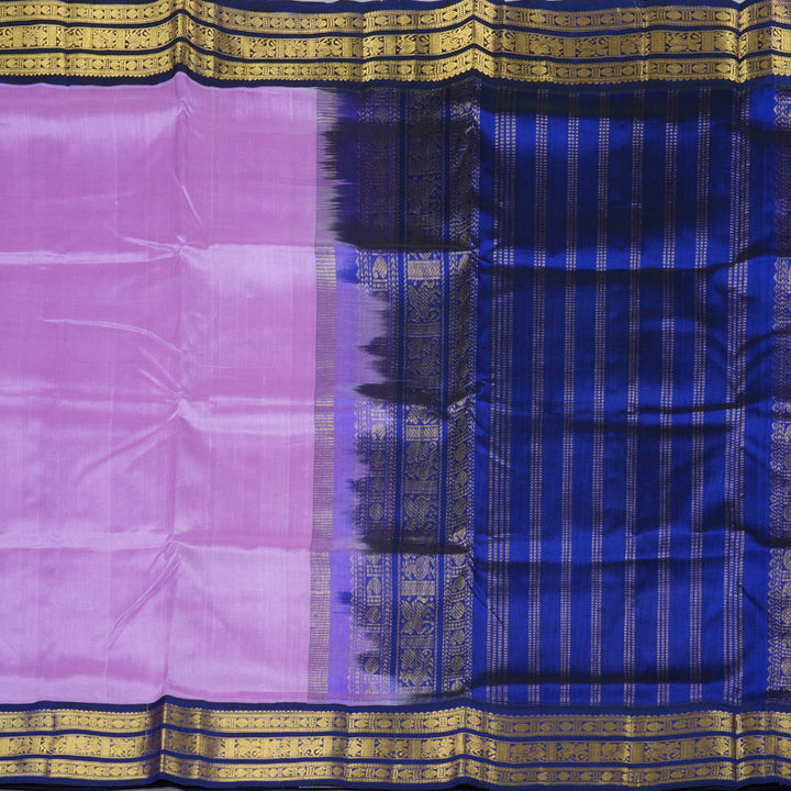 Hayagrivas Handloom Silk Cotton Saree in Timeless Lavender with Rich Blue Contrast KBD1861B8-3