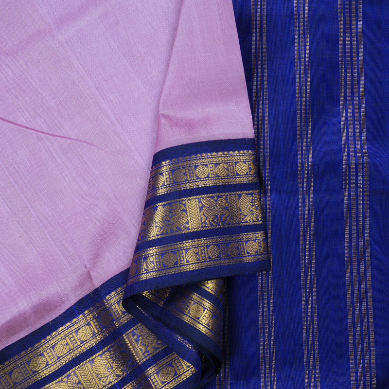 Hayagrivas Handloom Silk Cotton Saree in Timeless Lavender with Rich Blue Contrast KBD1861B8-3