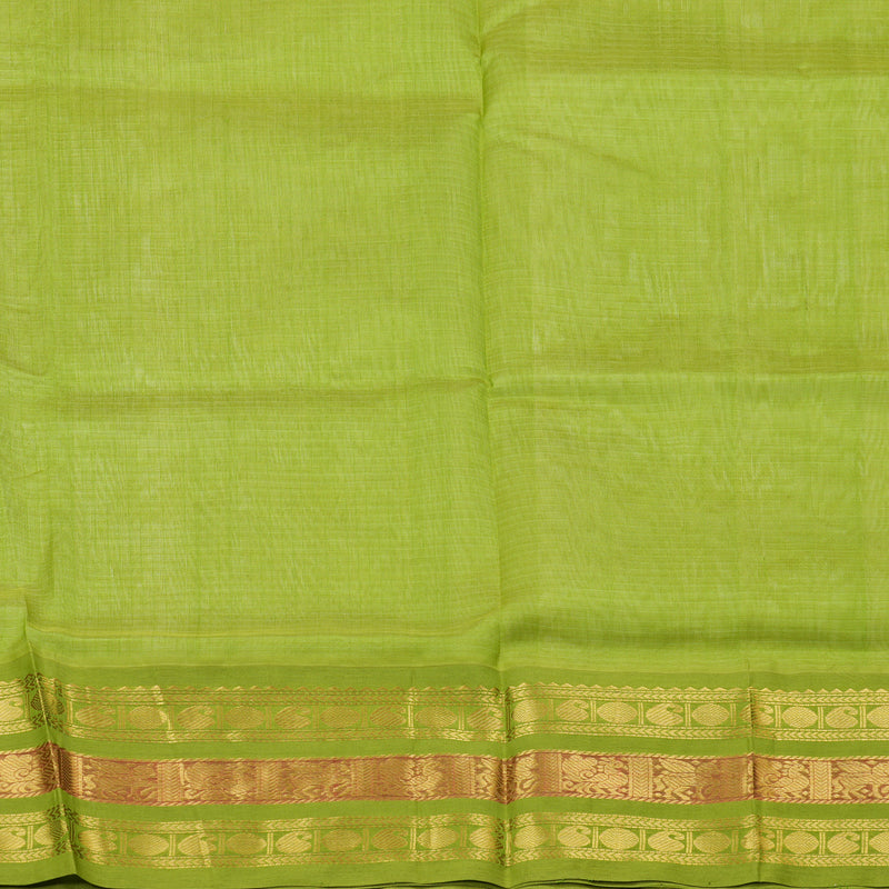Hayagrivas Handloom Silk Cotton Saree in Opulent White and Parrot Green Contrast KBD1862B3-1