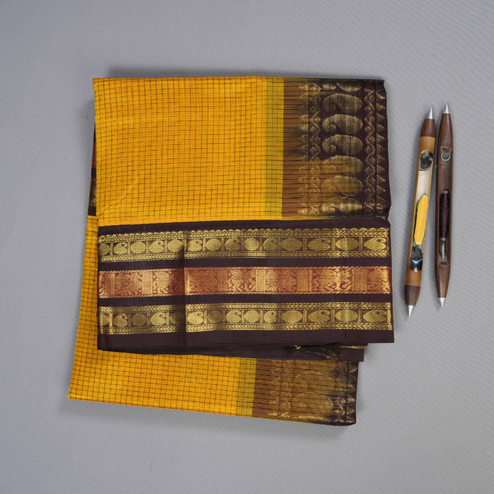 Hayagrivas Handloom Silk Cotton Saree in Majestic Yellow KBD1862B3-4
