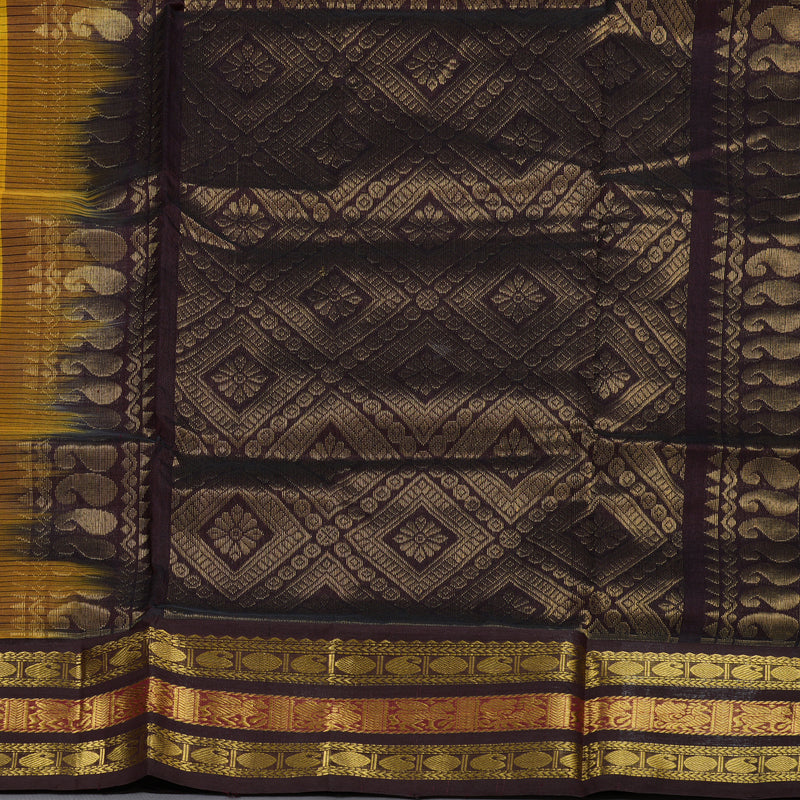 Hayagrivas Handloom Silk Cotton Saree in Majestic Yellow KBD1862B3-4