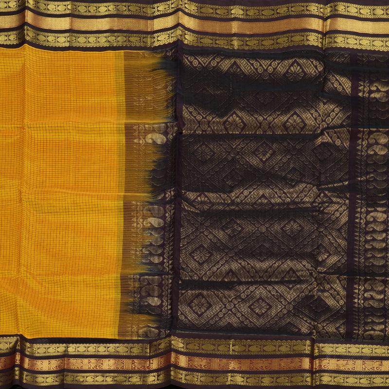 Hayagrivas Handloom Silk Cotton Saree in Majestic Yellow KBD1862B3-4