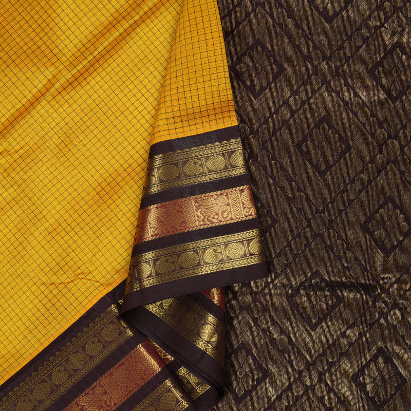 Hayagrivas Handloom Silk Cotton Saree in Majestic Yellow KBD1862B3-4