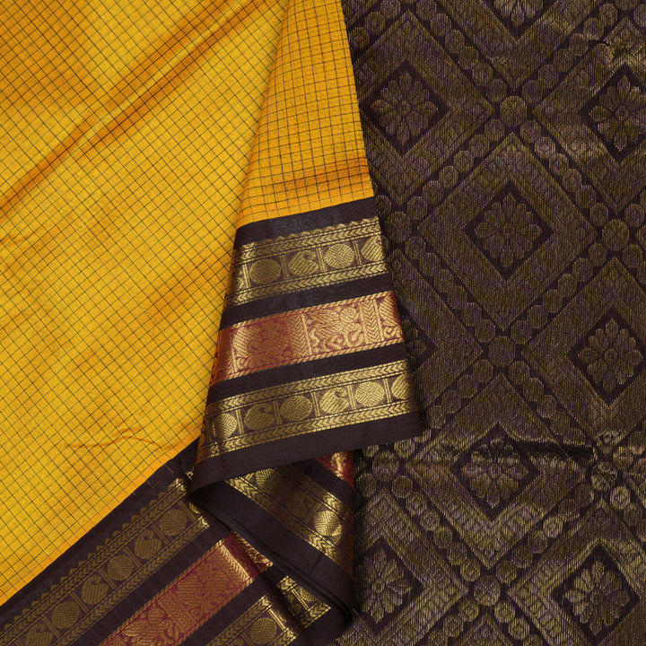 Hayagrivas Handloom Silk Cotton Saree in Majestic Yellow KBD1862B3-4