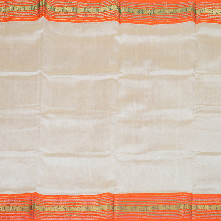 Hayagrivas Handloom Silk Cotton Saree in Serene Beige and Orange Contrast KBD1862B4-2