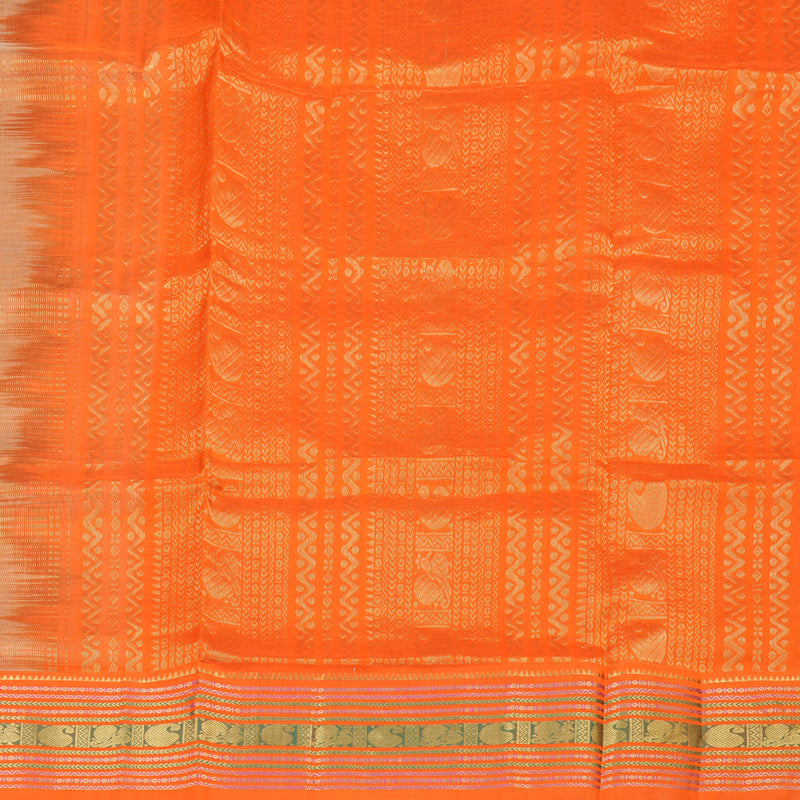 Hayagrivas Handloom Silk Cotton Saree in Serene Beige and Orange Contrast KBD1862B4-2