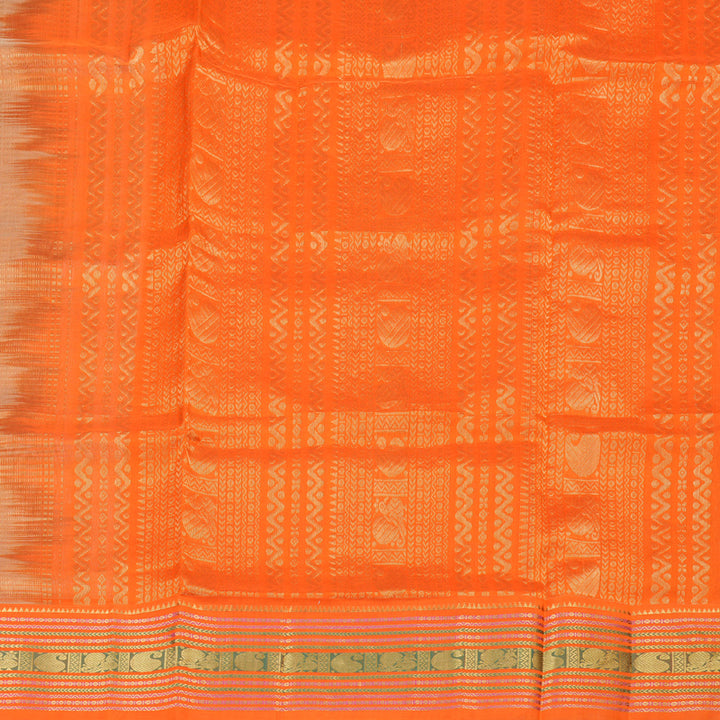 Hayagrivas Handloom Silk Cotton Saree in Serene Beige and Orange Contrast KBD1862B4-2