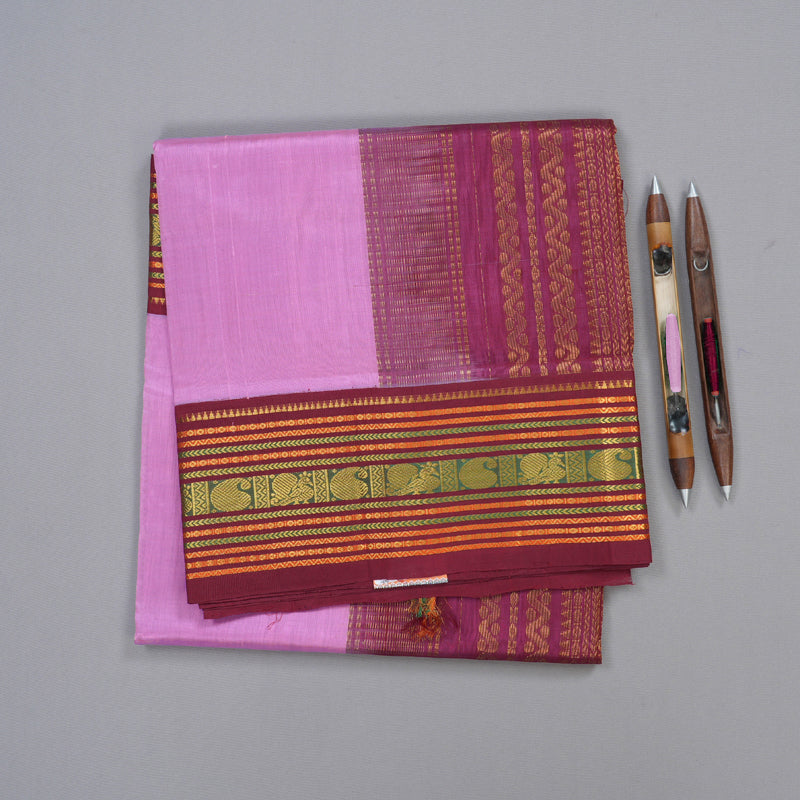 Hayagrivas Handloom Silk Cotton Saree in Elegant Lavender and Majestic Maroon Contrast KBD1862B4-3