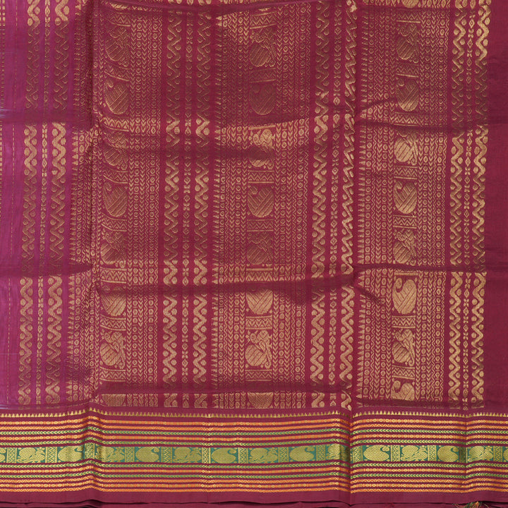Hayagrivas Handloom Silk Cotton Saree in Elegant Lavender and Majestic Maroon Contrast KBD1862B4-3