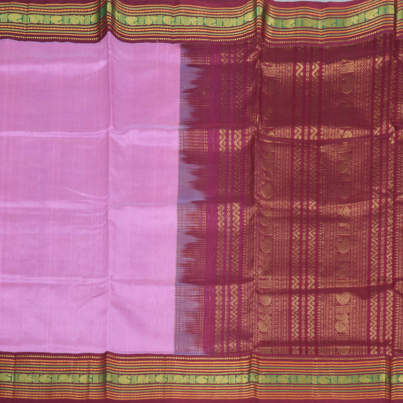 Hayagrivas Handloom Silk Cotton Saree in Elegant Lavender and Majestic Maroon Contrast KBD1862B4-3