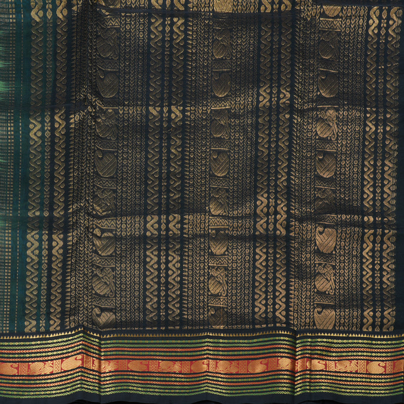 Hayagrivas Handloom Silk Cotton Saree in Mesmerizing Sea Blue KBD1862B4-7