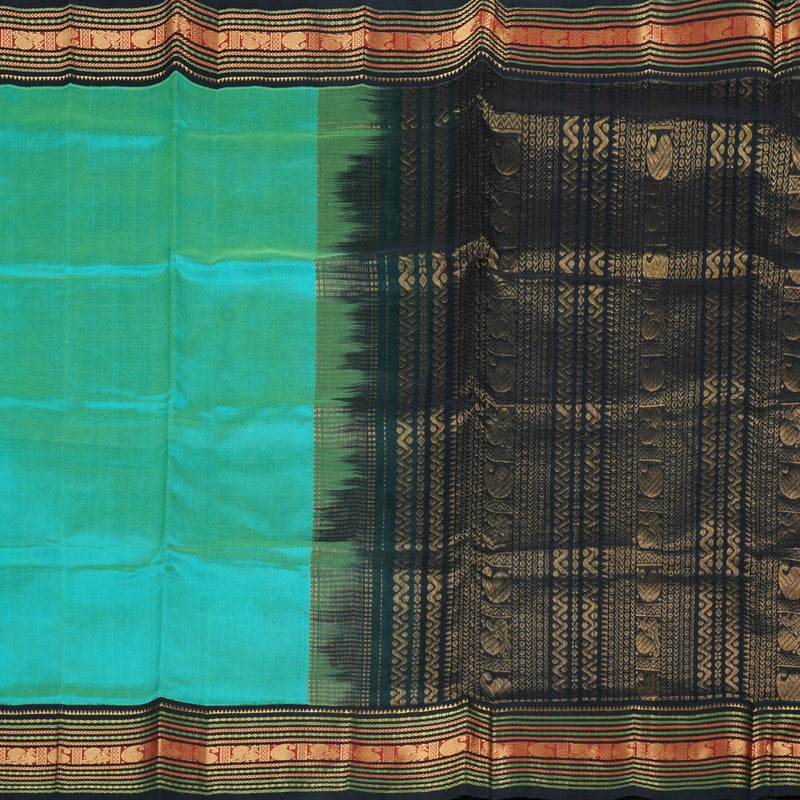 Hayagrivas Handloom Silk Cotton Saree in Mesmerizing Sea Blue KBD1862B4-7
