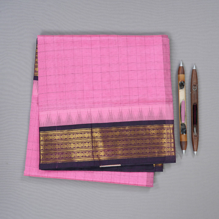 Hayagrivas Handloom Silk Cotton Saree in Radiant Bright Pink Color KBD1862B5-3