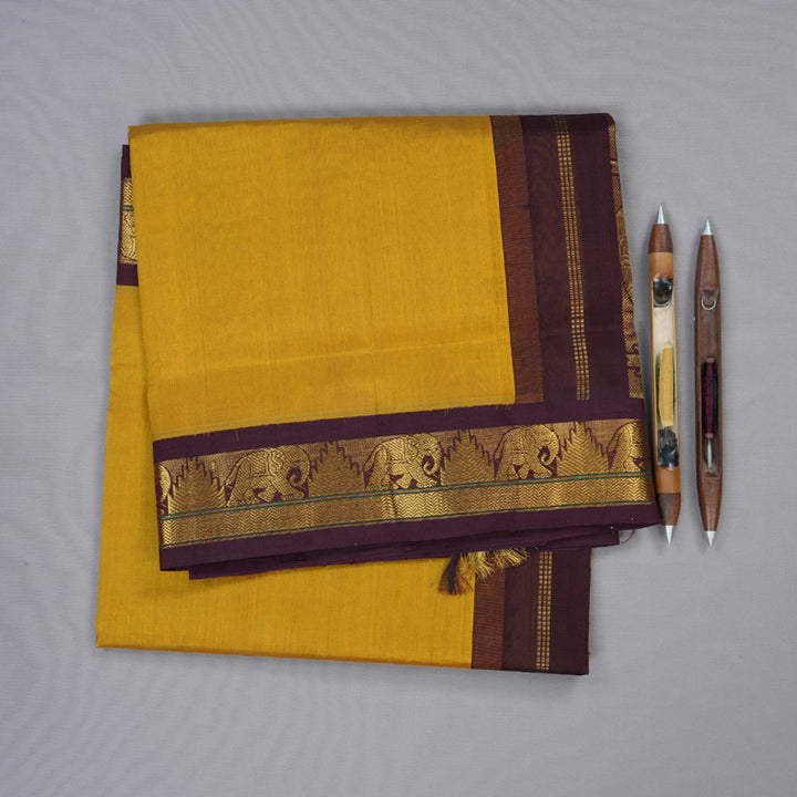 Hayagrivas Handloom Korvai Silk Cotton Saree in Bold Mustard KBD1862B6-14