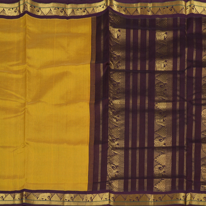 Hayagrivas Handloom Korvai Silk Cotton Saree in Bold Mustard KBD1862B6-14